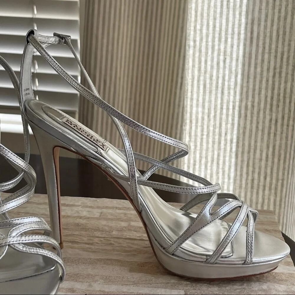 Badgley Mischka Platform Heels in Sexy Silver - Picture 2 of 12